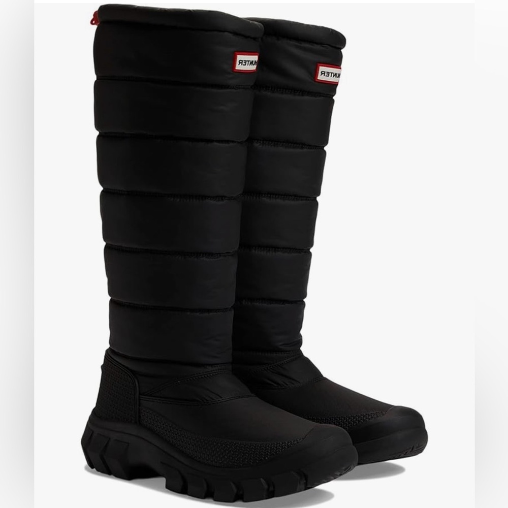 Hunter Black Quilted Tall Winter Rain Boots